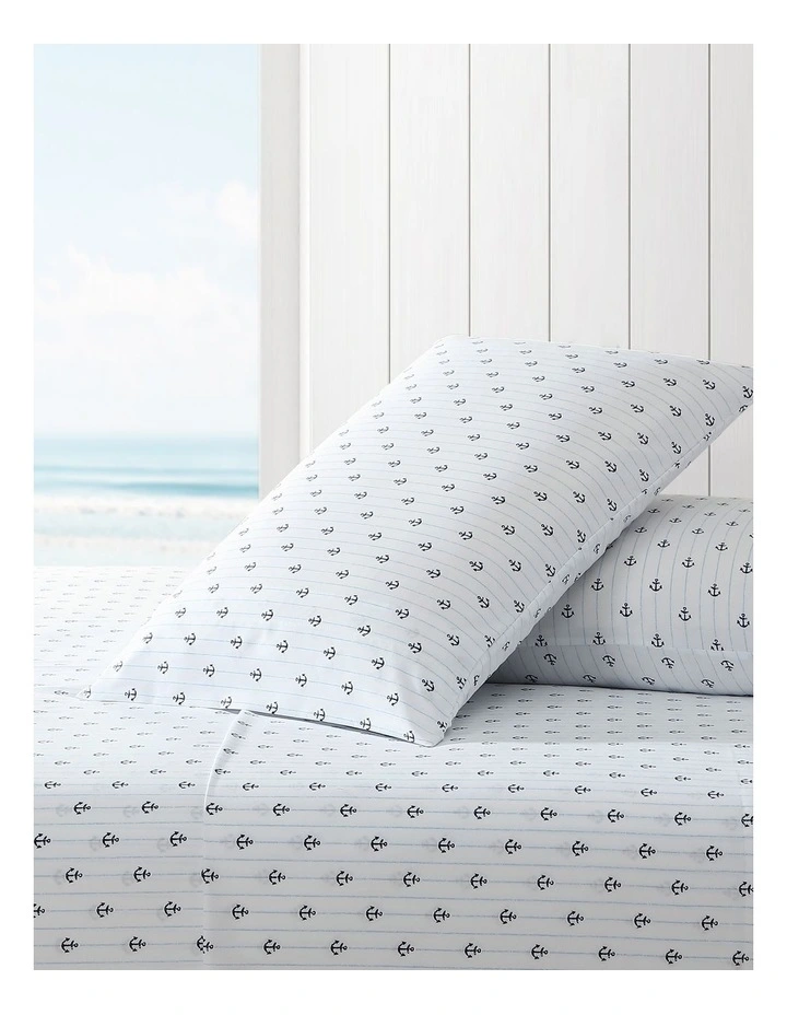 Anchor Drop Vintage Washed Sheet Set Blue Single image 2