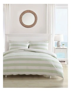 Awning Stripe Quilt Cover Set Sage Double