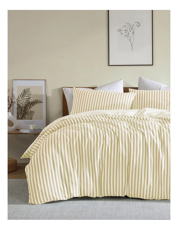 Frankie Stripe Quilt Cover Set Yellow King image 1