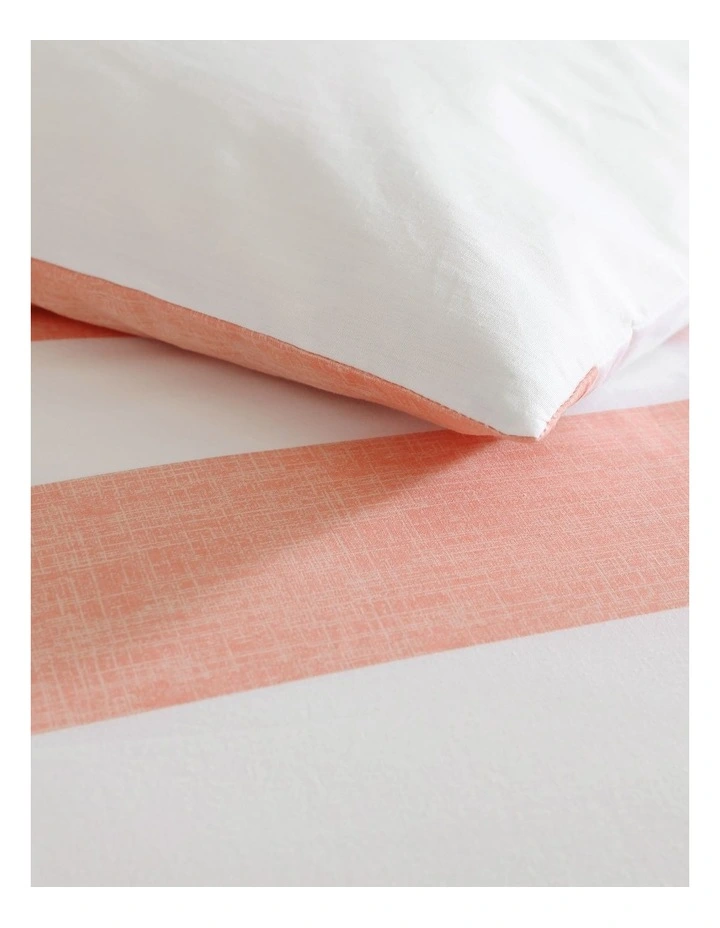 Awning Stripe Quilt Cover Set Coral Double image 4