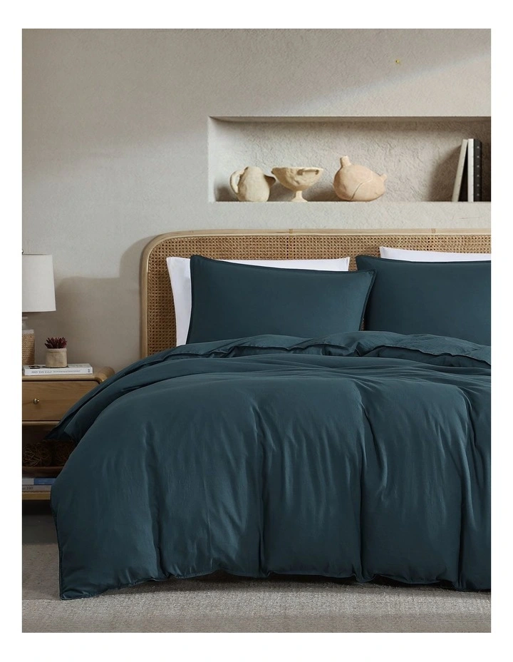 Vintage Washed Quilt Cover Set Navy King image 1