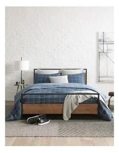 Holden Grid Quilt Cover Set Indigo Double