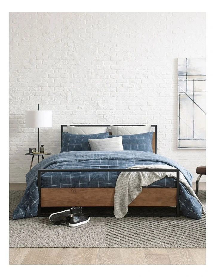 Holden Grid Quilt Cover Set Indigo Double image 1