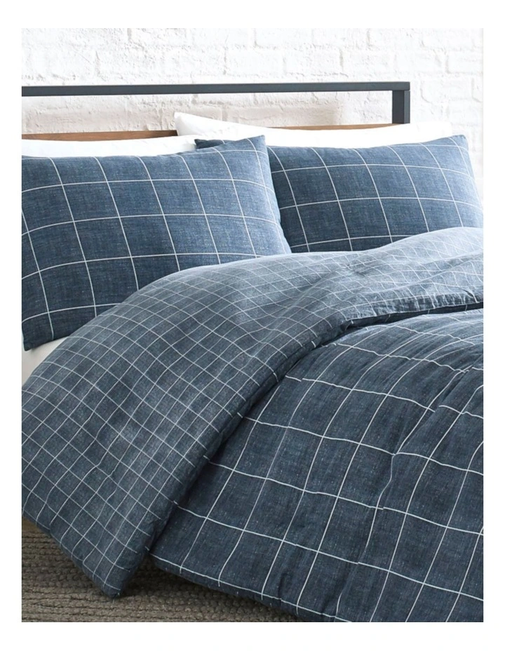 Holden Grid Quilt Cover Set Indigo Double image 3