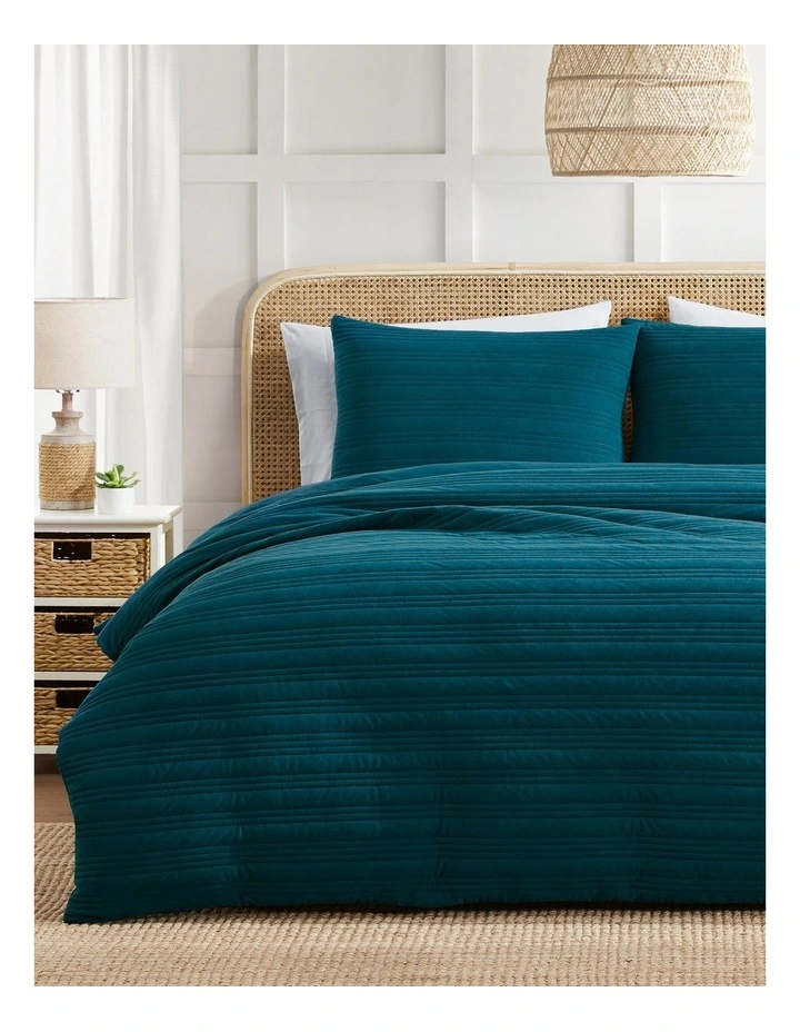 Grayson Quilt Cover Set Teal King image 1
