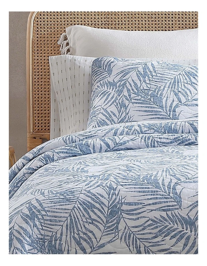 Palm Day Coverlet Set Blue Canal Queen image 2