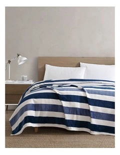 Awning Stripe Blanket Blue Queen