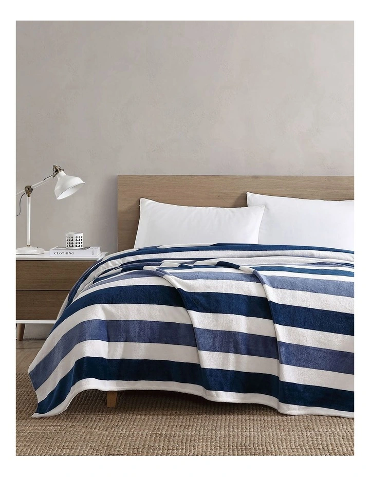Awning Stripe Blanket Blue Queen image 1