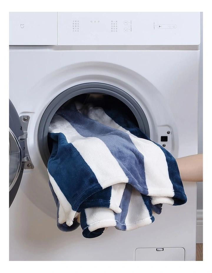 Awning Stripe Blanket Blue Queen image 2