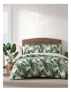 Fiesta Palms Quilt Cover Set Green Queen