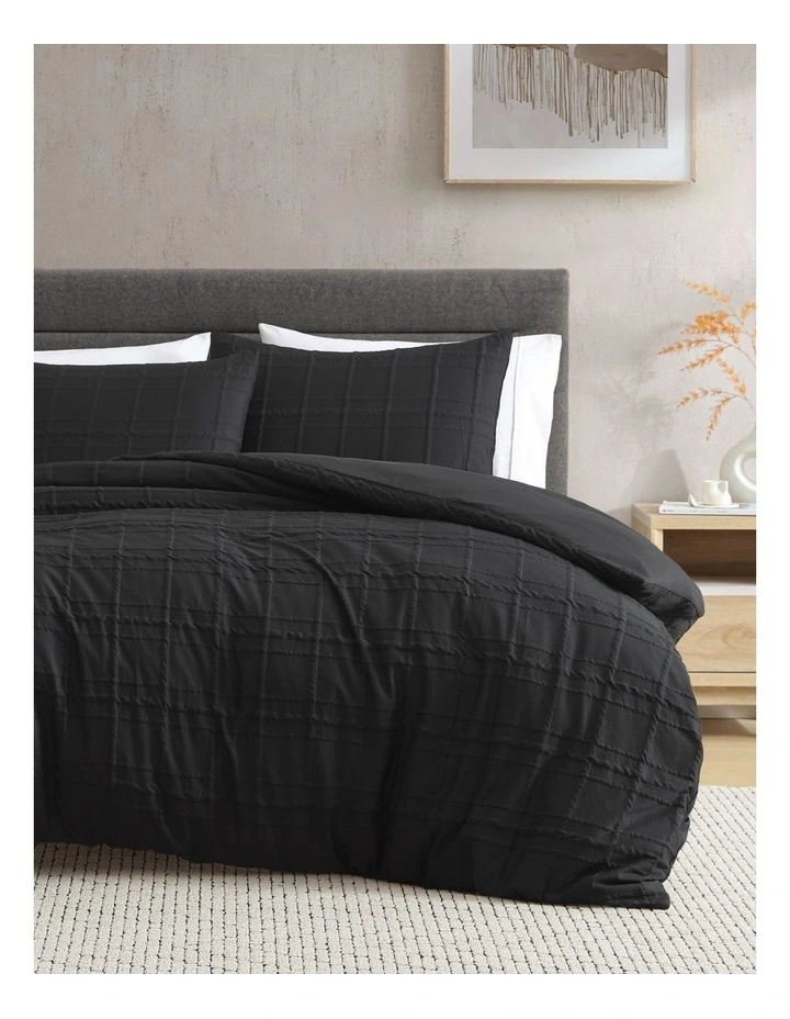 Leonard Quilt Cover Set Black Single image 1