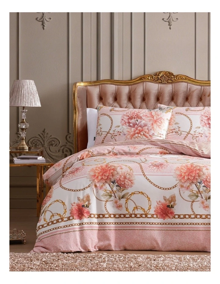 Versailles Quilt Cover Set Peach Single image 1