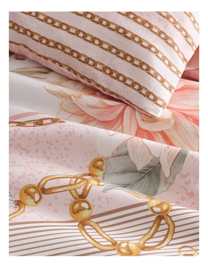 Versailles Quilt Cover Set Peach Single image 2