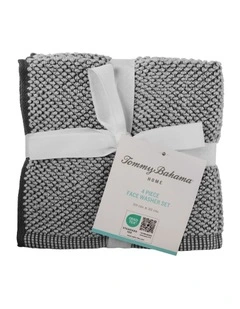 Washed Pebble Face Washer 4pk White / Graphite 33x33cm