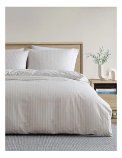 Finley Stripe Quilt Cover Set Oatmeal King