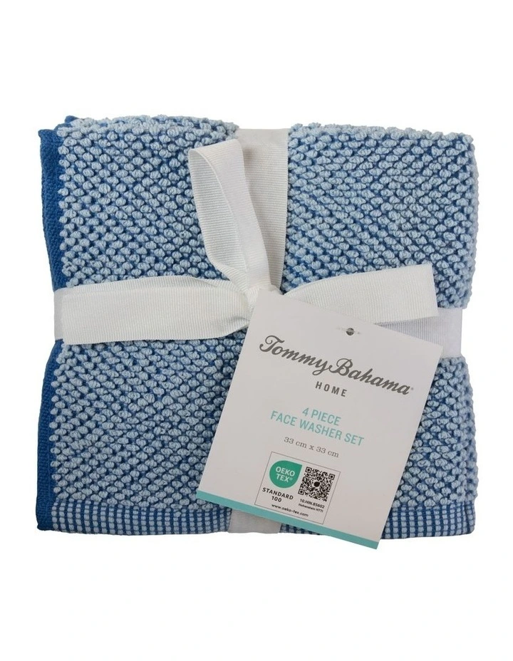 Washed Pebble Face Washer 4pk Chambray / French Blue 33x33cm image 1