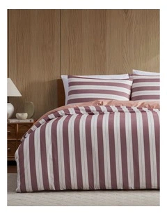 Eadie Stripe Quilt Cover Set Maroon King