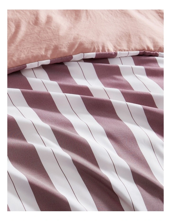 Eadie Stripe Quilt Cover Set Maroon King image 2