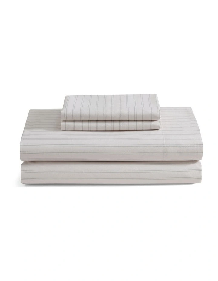 Finley Stripe Sheet Set Oatmeal Single image 3