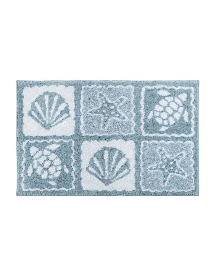 Sea Stamps Bath Mat Blue Bell/White 50x80cm image 3