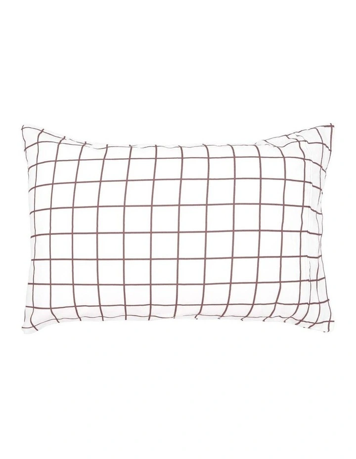 Grid Boysenberry Flannelette Fitted Sheet and Pillowcase Set image 2