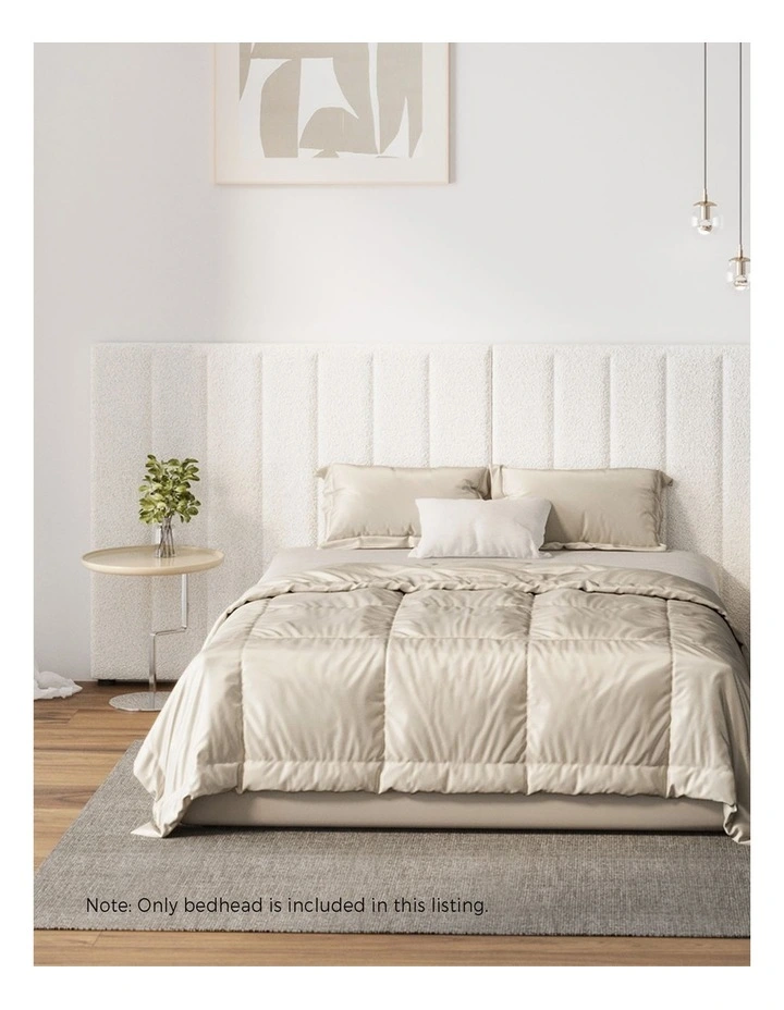 Oikiture Bed Frame Headboard Double Queen King Size Head Bedhead White Boucle image 5