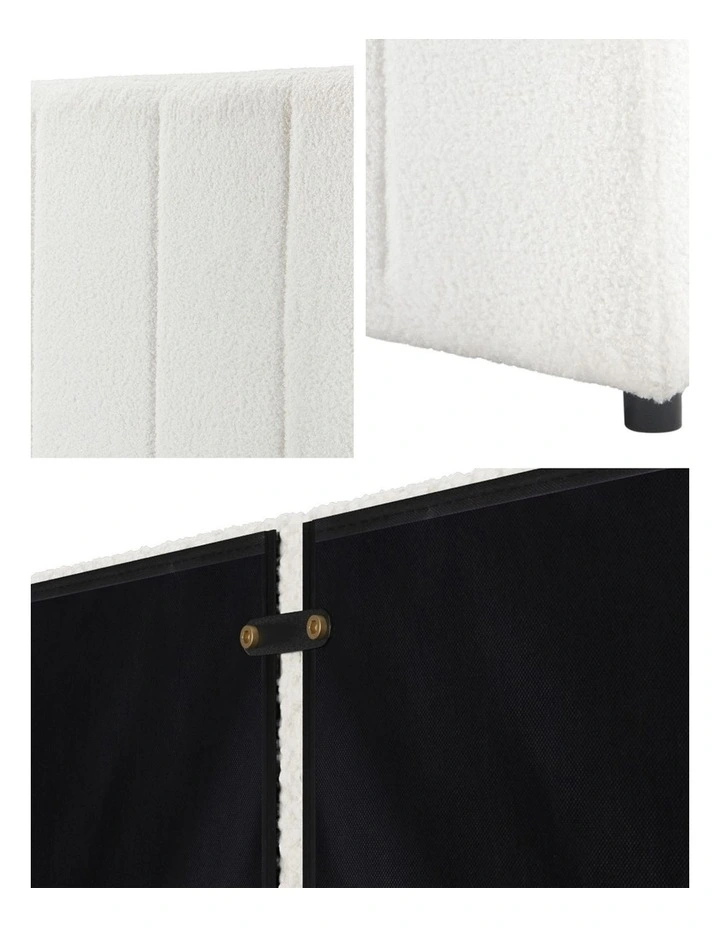 Oikiture Bed Frame Headboard Double Queen King Size Head Bedhead White Boucle image 6