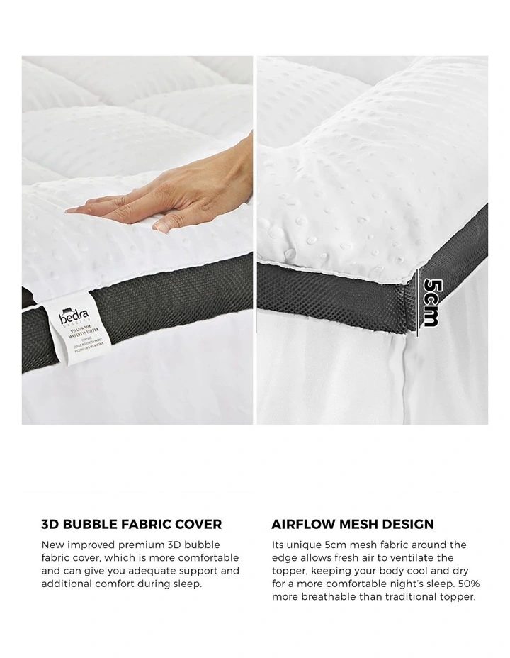 Bedra Mattress Topper Pillowtop 3D Bubble Airflow Bed Protector Cover King image 5