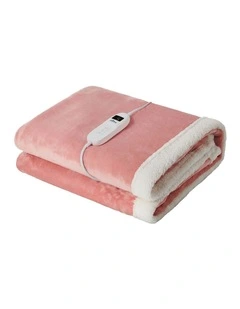 Bedra Electric Throw Rug Dual Side Heated Blanket Flannel&Sherpa Pink