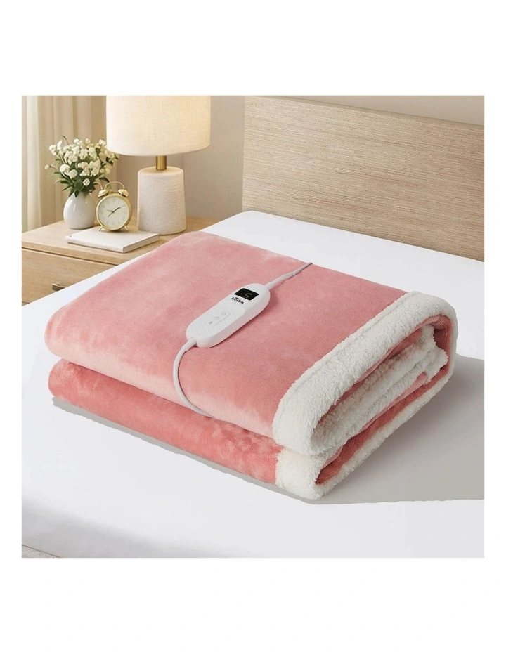 Bedra Electric Throw Rug Dual Side Heated Blanket Flannel&Sherpa Pink image 2
