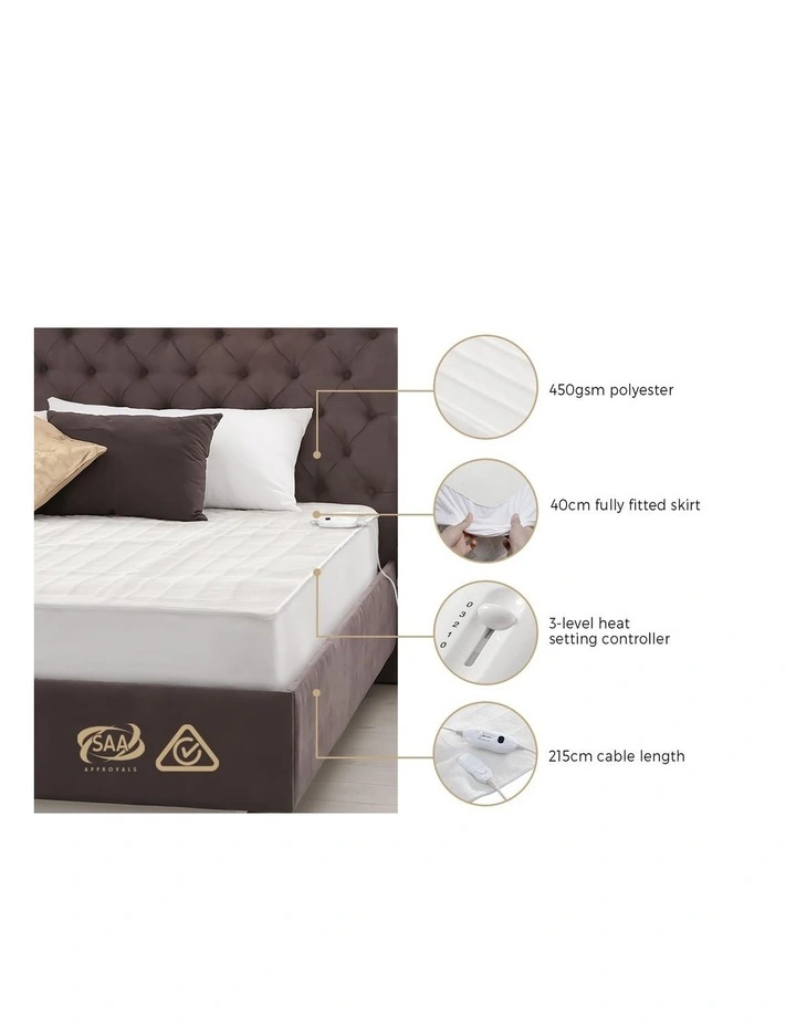 Bedra Electric Blanket Fully Fitted Polyester Heated Underlay King Single image 4