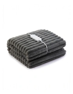 Royal Comfort Thermolux Heated Stripe Faux Fleece Throw