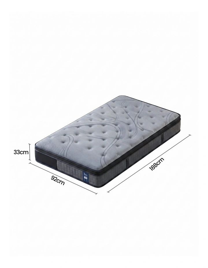 Levitex 33 cm Mattress 8.0 Extra Firm 7-Zone Pocket Spring Mattress with Dual-Row Edge Support & Breathable Knit Cover Single image 2