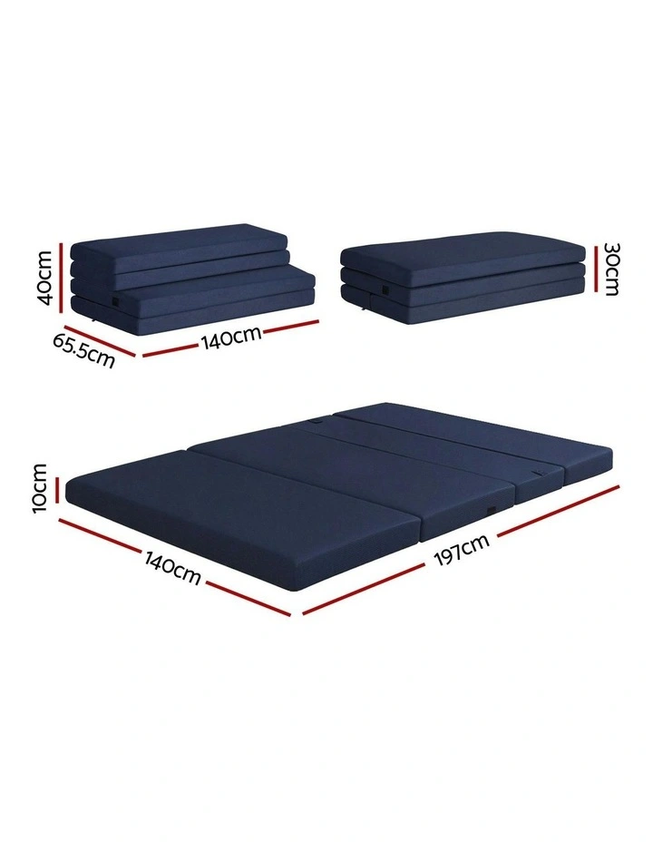 Foldable Double Mattress in Blue image 4