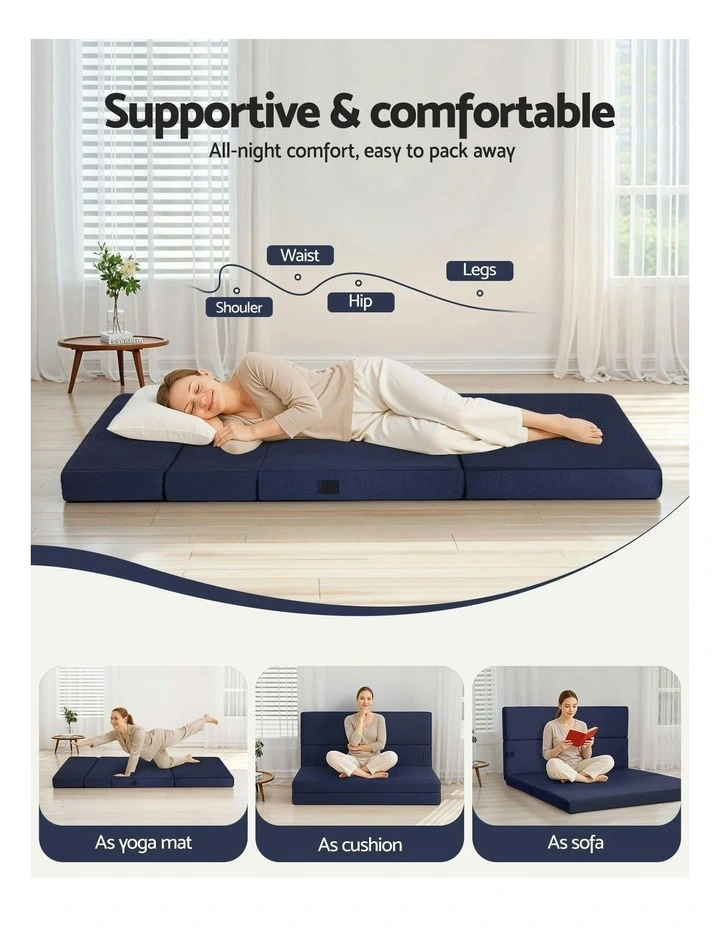 Foldable Double Mattress in Blue image 5