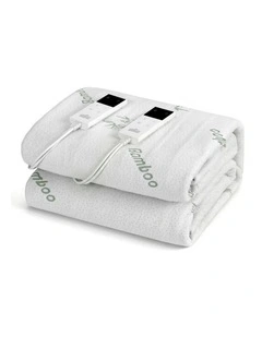Bamboo Fabric Double Electric Blanket in White