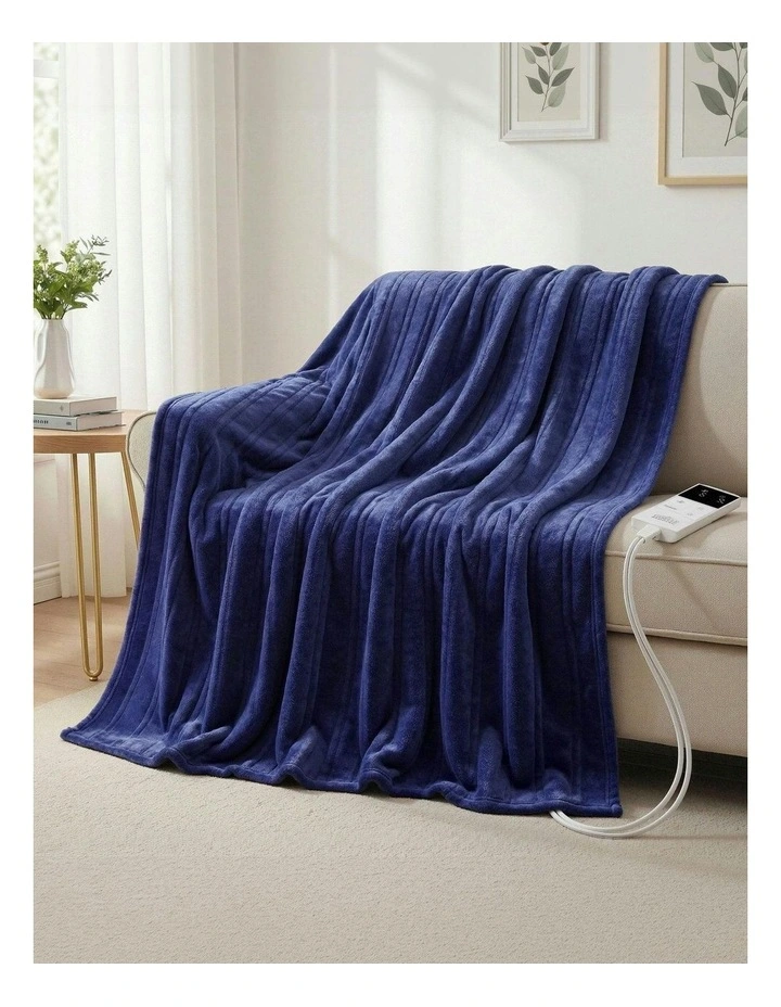 Double Size Electric Throw Blanket 200x180cm in Navy Blue image 3