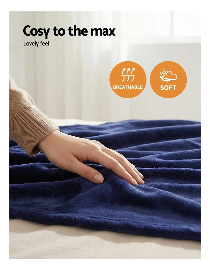 Double Size Electric Throw Blanket 200x180cm in Navy Blue image 5