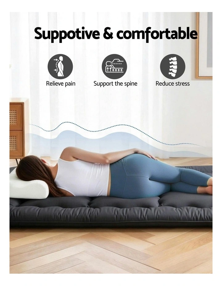 Japanese Floor Foldable Mattress 10cm in Black image 5