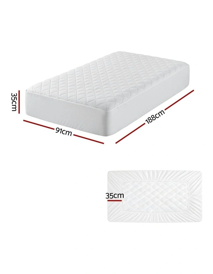 Single Waterproof Cotton Mattress Protector in White image 4