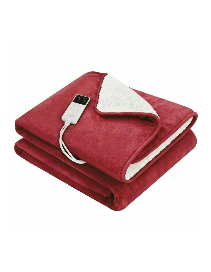 Double Size Electric Throw Rug 200x180cm in Burgundy image 1
