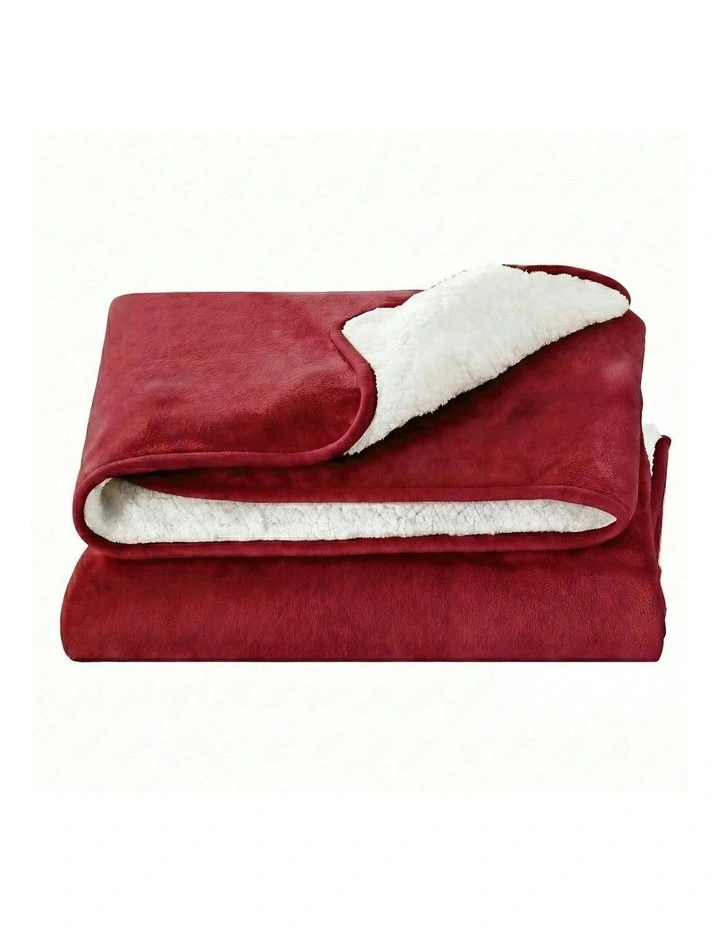 Double Size Electric Throw Rug 200x180cm in Burgundy image 2