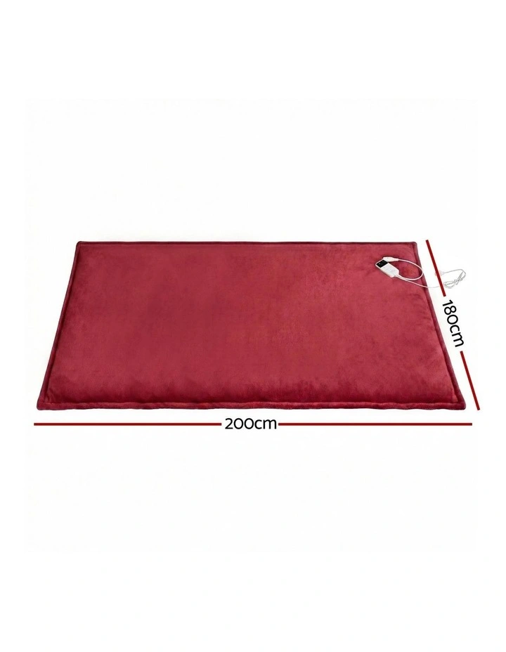 Double Size Electric Throw Rug 200x180cm in Burgundy image 4