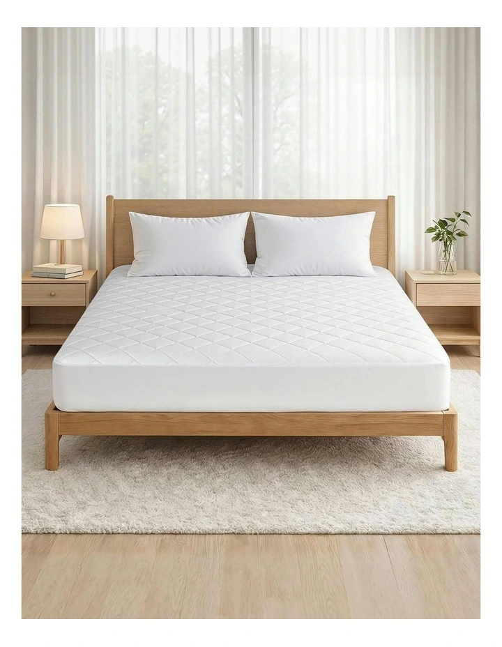 Cotton Mattress Protector in White image 3