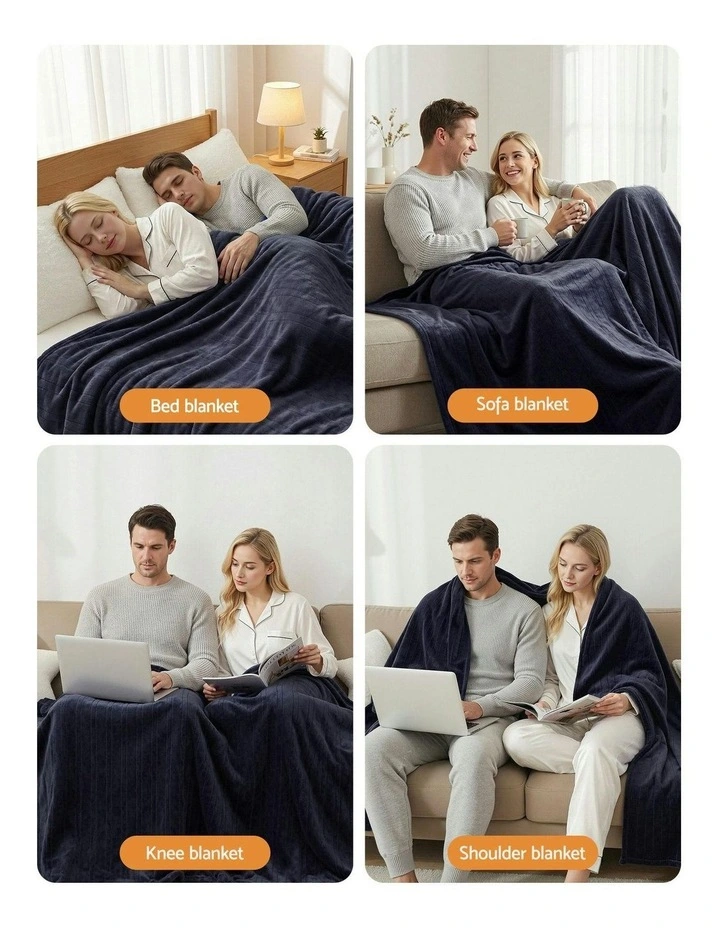 Double Size Electric Throw Rug 200x180cm in Charcoal image 6