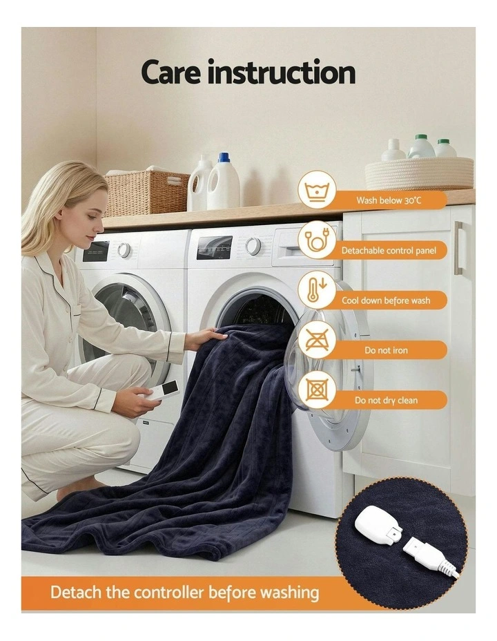 Double Size Electric Throw Rug 200x180cm in Charcoal image 7