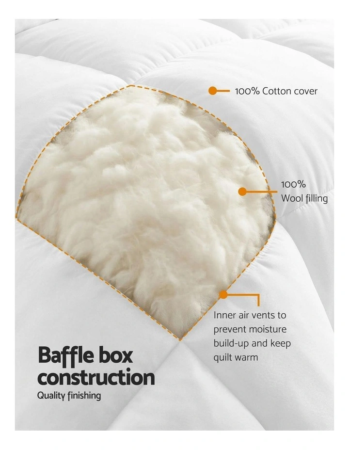 Thick Queen Wool Quilt 500GSM in White image 5