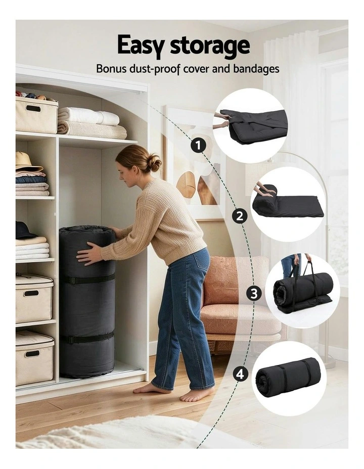 Japanese Floor Mattress 10cm in Black image 7