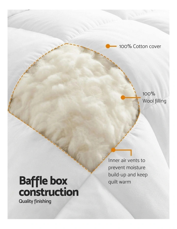 Extra Thick King Wool Quilt 800GSM in White image 5