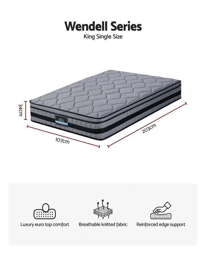 King Single Hybrid Mattress 34cm in Black image 4